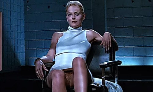 Bekijk de beroemde naaktscène van Sharon Stone bij MrSkin! Sharon Stone