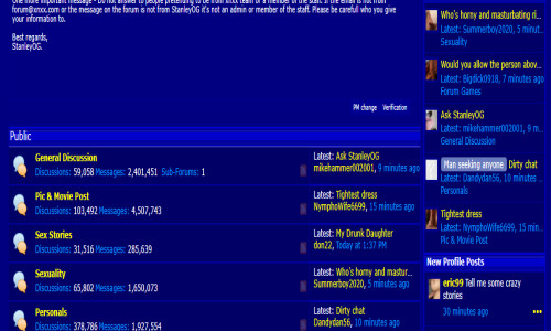 Een van de populairste pornoforums: XNXX Een screenshot van het populairste forum: XNXX.com
