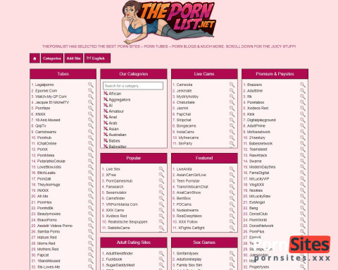 Sito web The Porn List da 13. September, 2024